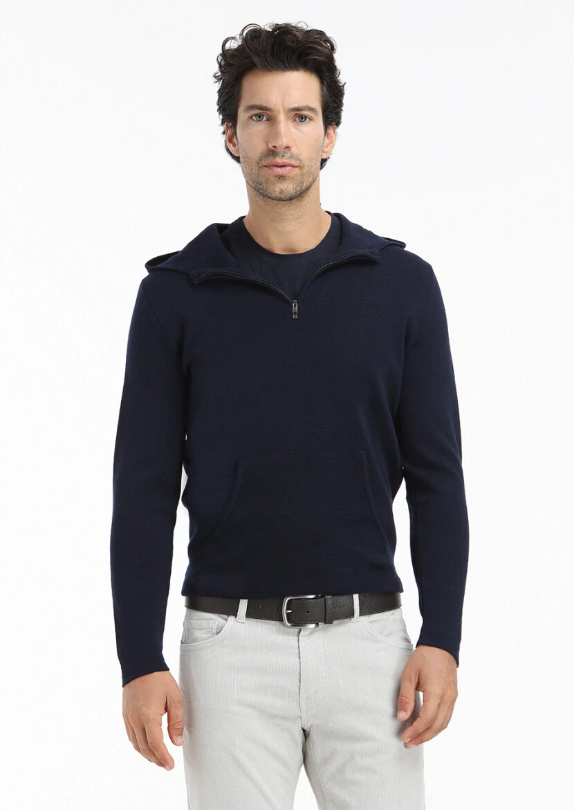 Navy Blue Knitwear Sweatshirt - 3