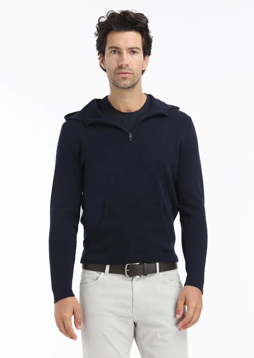 Navy Blue Knitwear Sweatshirt - 3