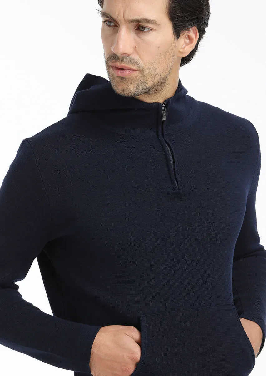 Navy Blue Knitwear Sweatshirt - 4