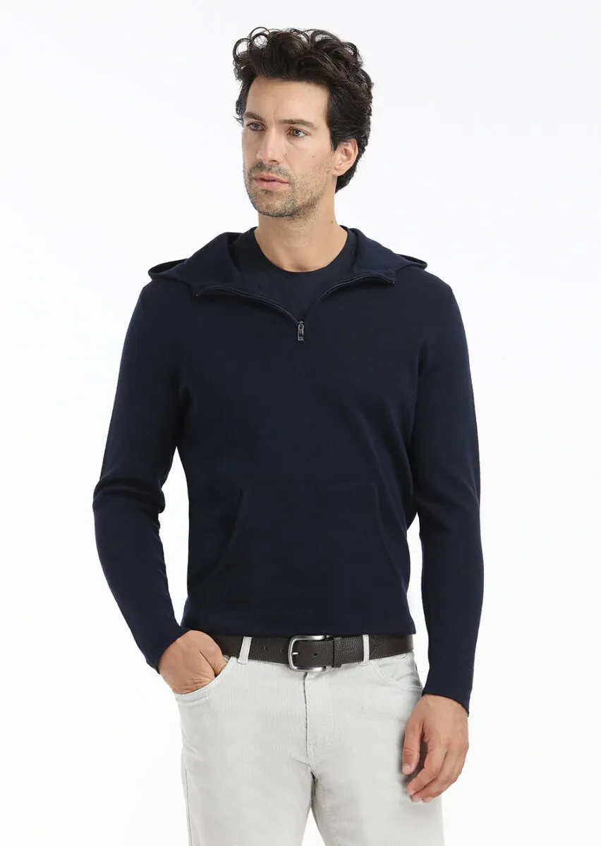 Navy Blue Knitwear Sweatshirt - 5
