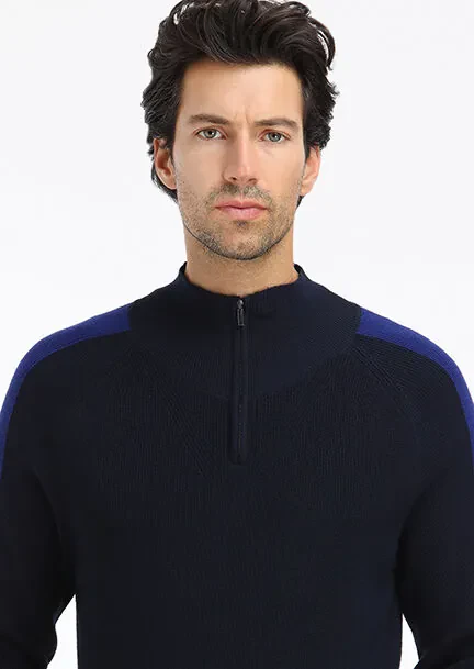 Navy Blue Knitwear Sweatshirt - 2