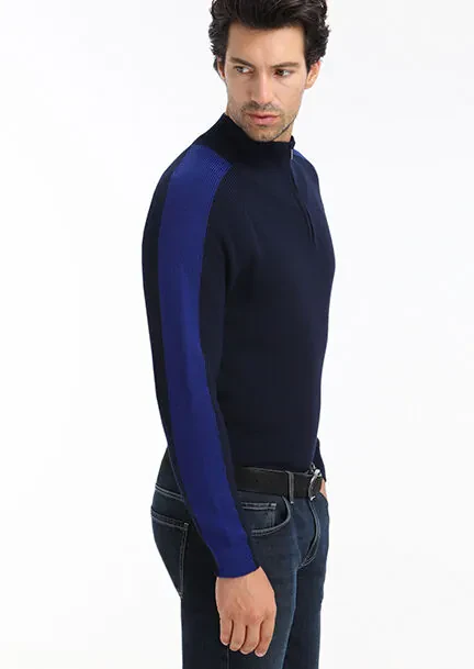 Navy Blue Knitwear Sweatshirt - 3