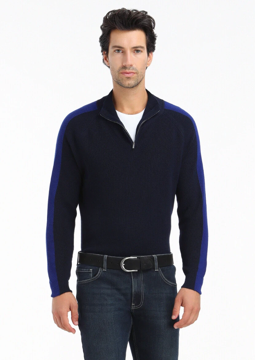 Navy Blue Knitwear Sweatshirt - 4