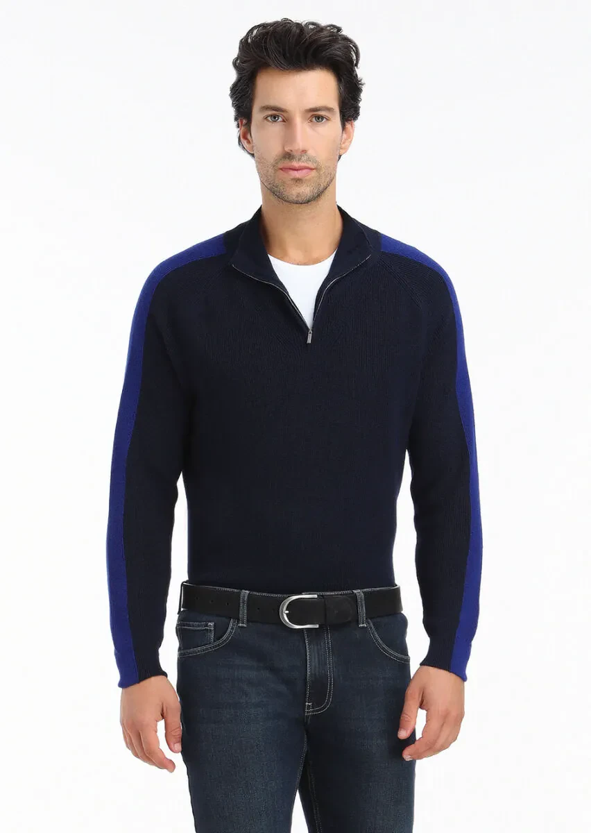 Navy Blue Knitwear Sweatshirt - 4
