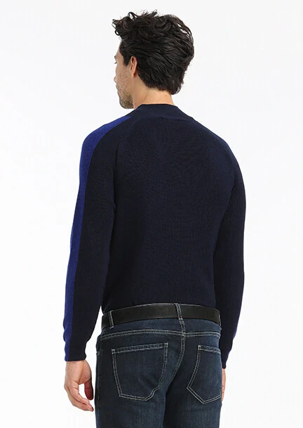 Navy Blue Knitwear Sweatshirt - 5