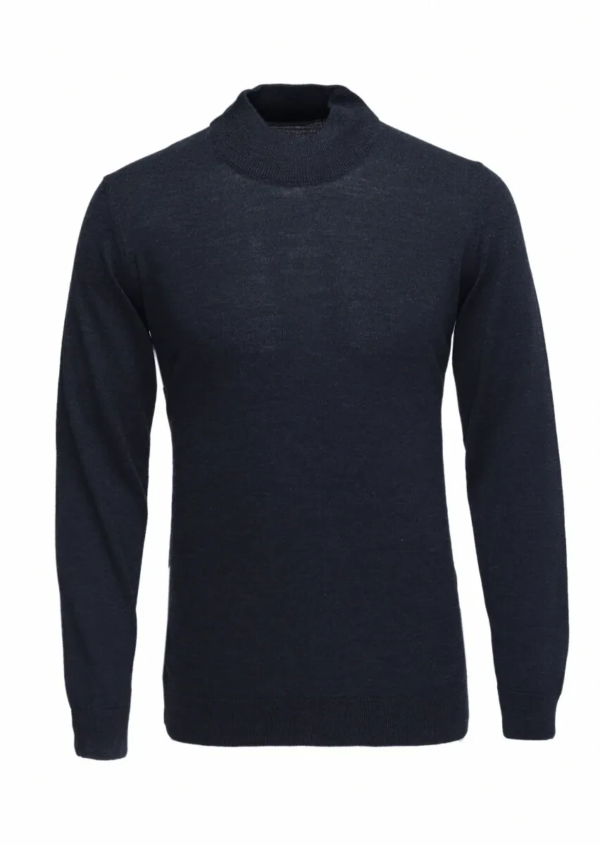 Navy Blue Knitwear Sweatshirt - 1