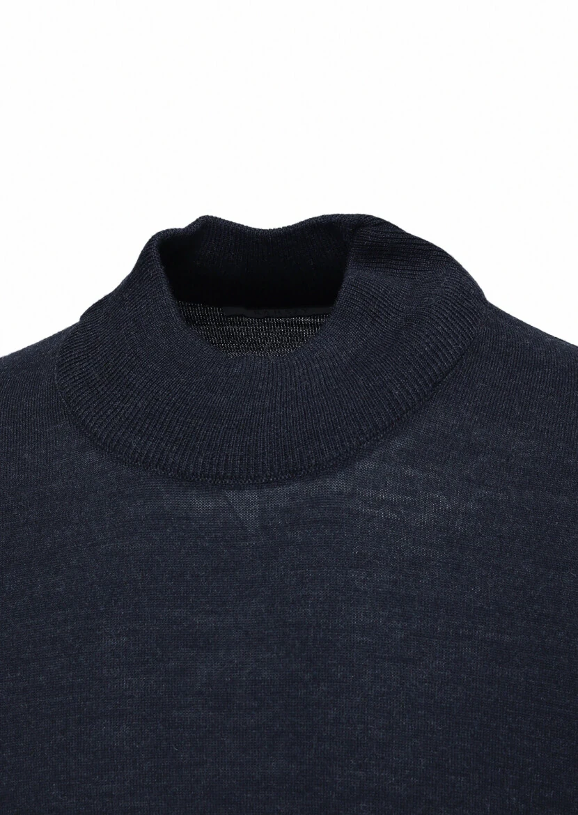 Navy Blue Knitwear Sweatshirt 