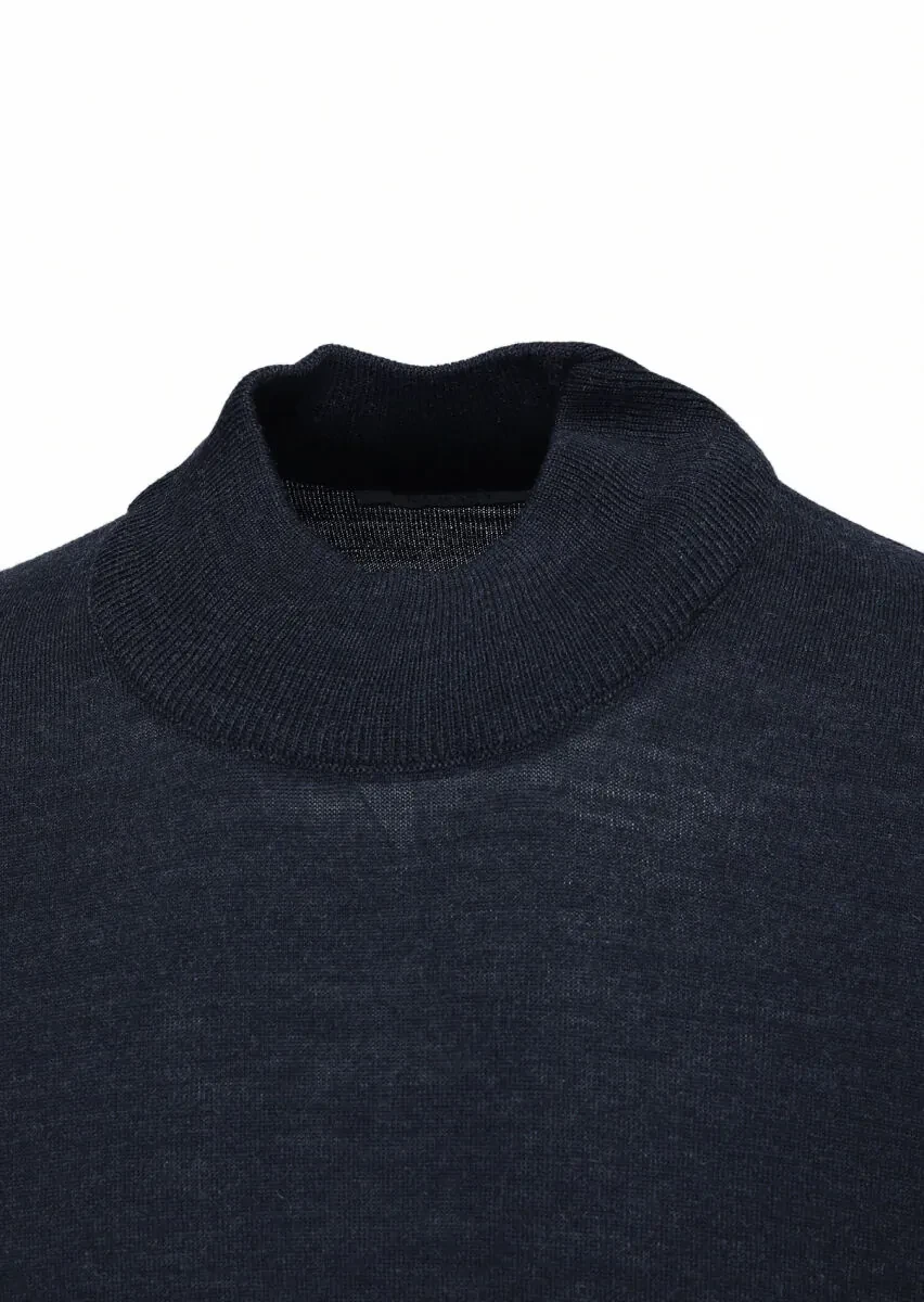 Navy Blue Knitwear Sweatshirt - 2