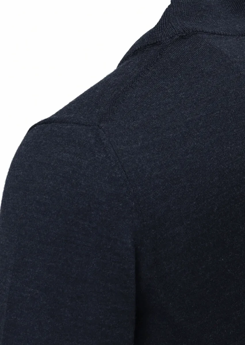 Navy Blue Knitwear Sweatshirt - 3