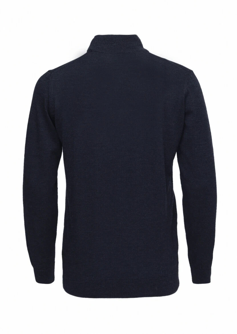 Navy Blue Knitwear Sweatshirt - 4