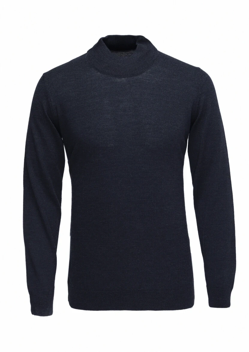 Navy Blue Knitwear Sweatshirt - 5