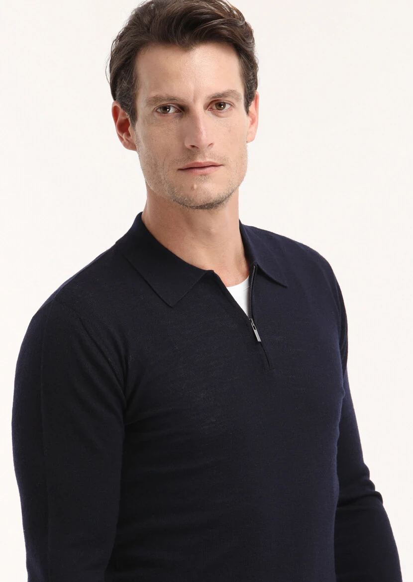 Navy Blue Knitwear Sweatshirt - 3