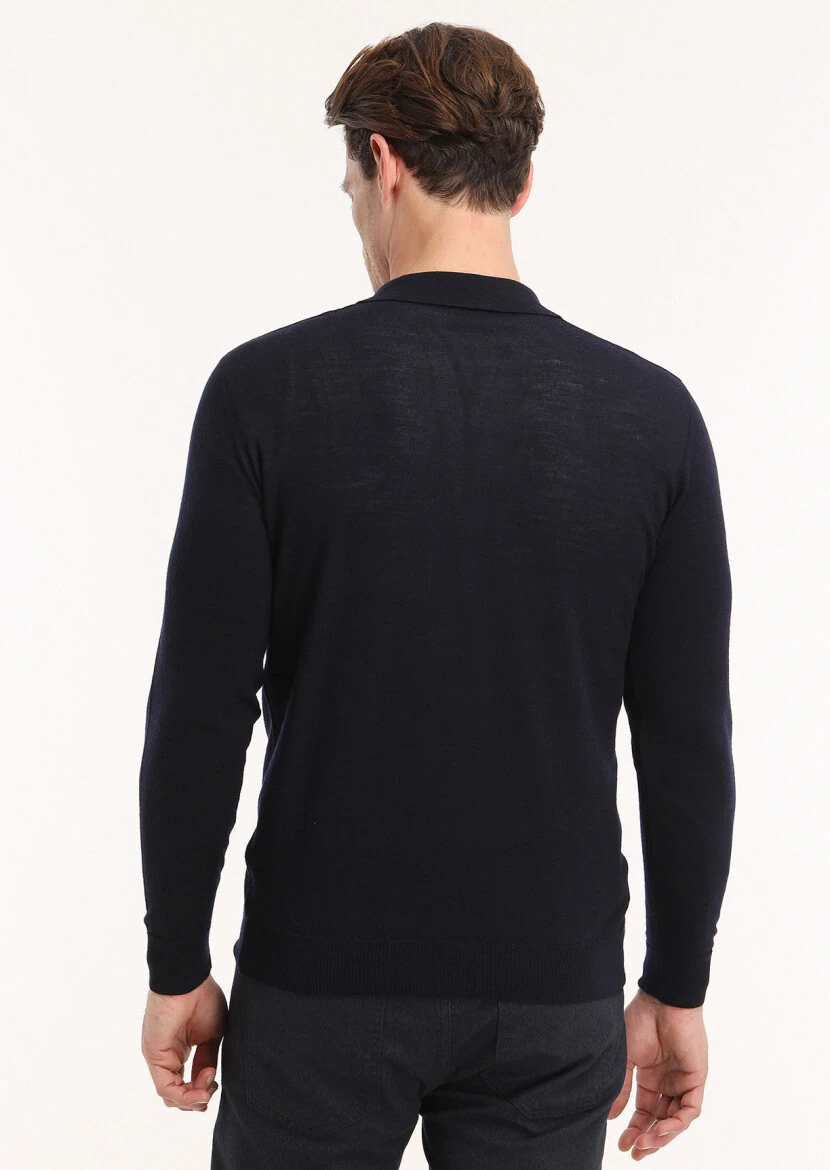 Navy Blue Knitwear Sweatshirt - 5
