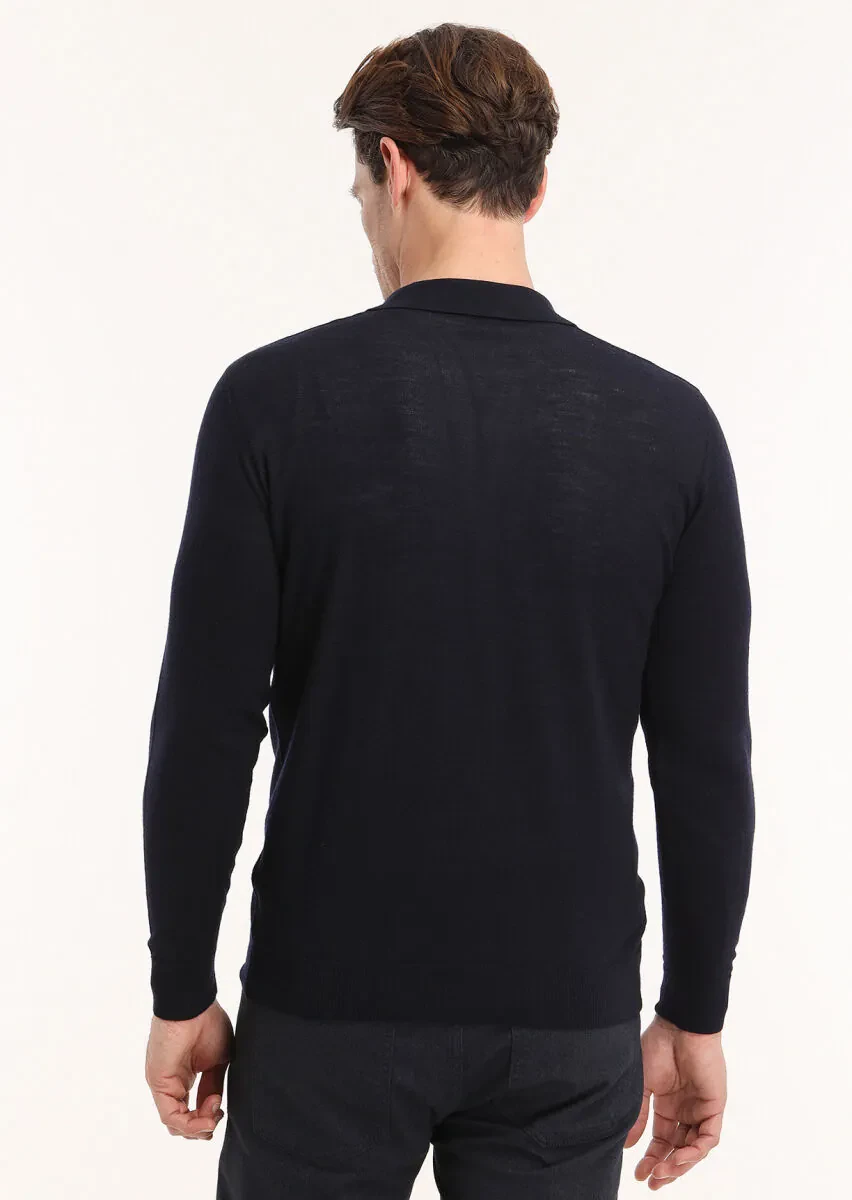 Navy Blue Knitwear Sweatshirt - 5