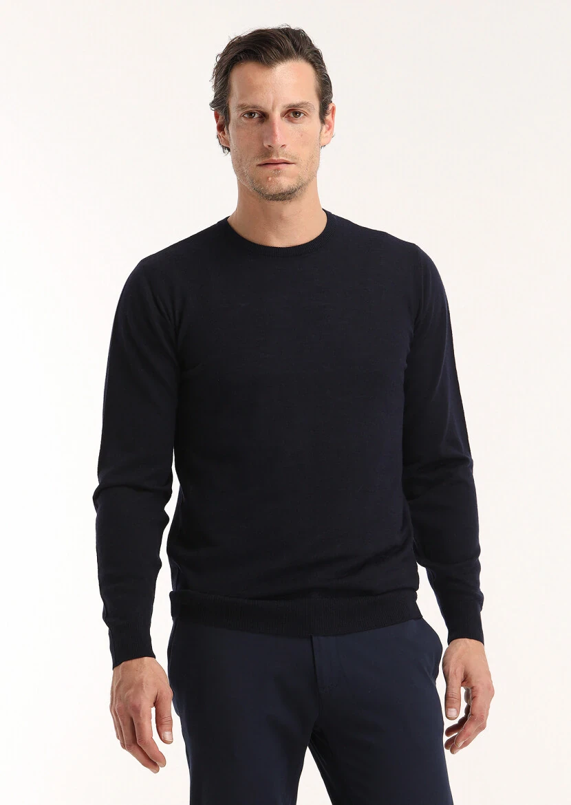 Navy Blue Knitwear Sweatshirt 