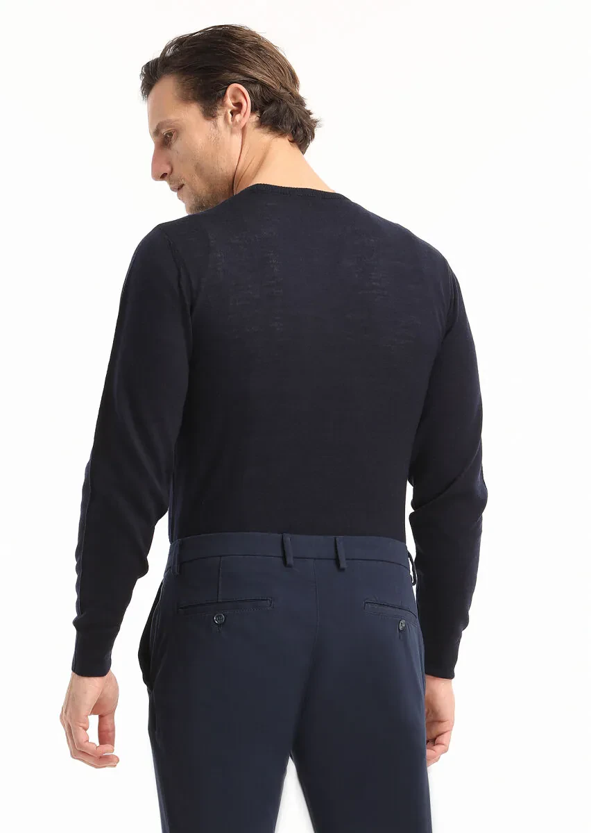 Navy Blue Knitwear Sweatshirt - 6