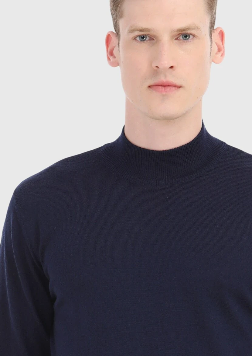 Navy Blue Knitwear Sweatshirt - 4