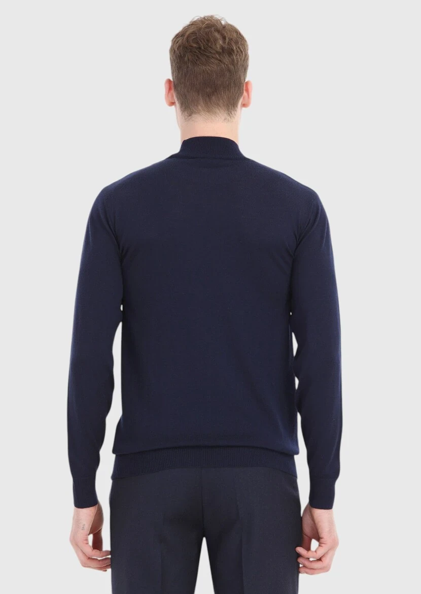 Navy Blue Knitwear Sweatshirt - 5