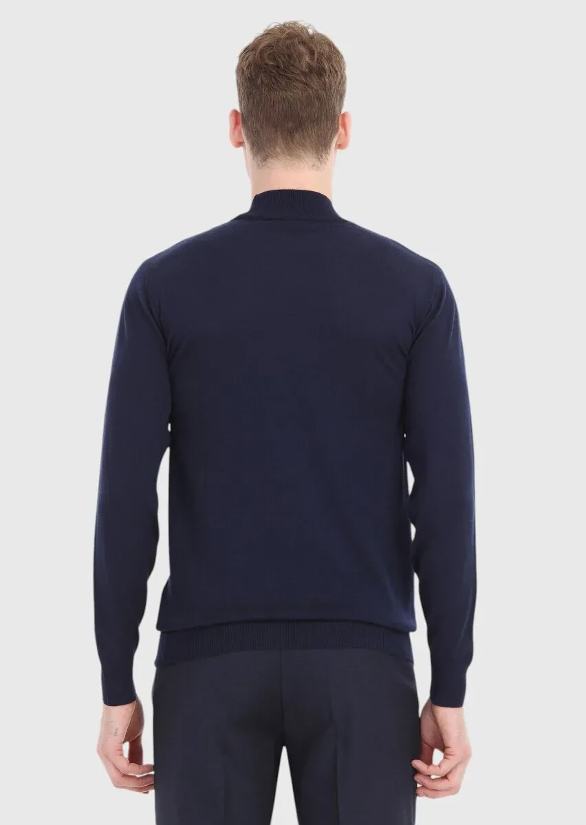 Navy Blue Knitwear Sweatshirt - 5