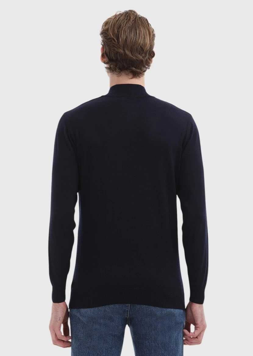 Navy Blue Knitwear Sweatshirt - 5