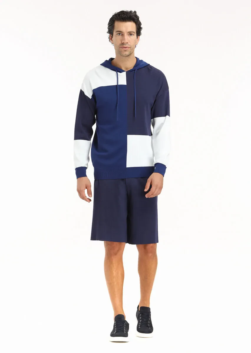 Navy Blue Knitwear Sweatshirt - 1