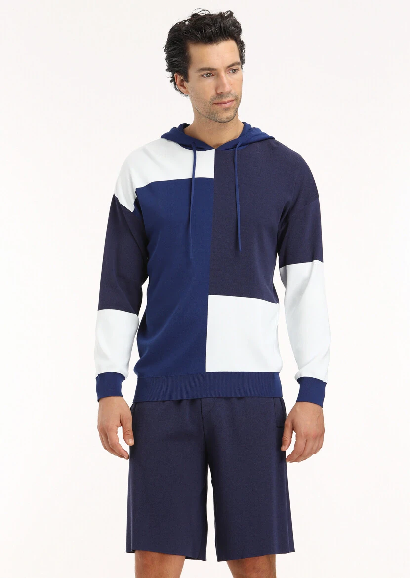 Navy Blue Knitwear Sweatshirt 