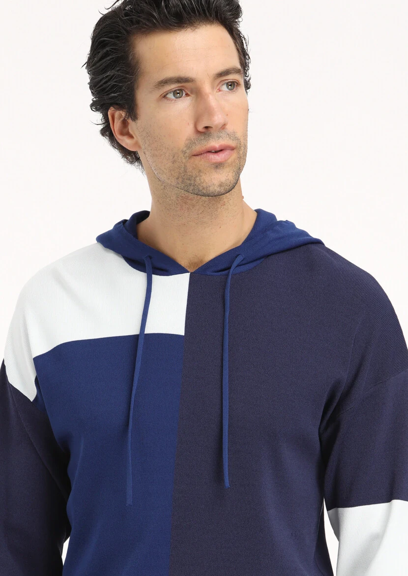 Navy Blue Knitwear Sweatshirt - 3