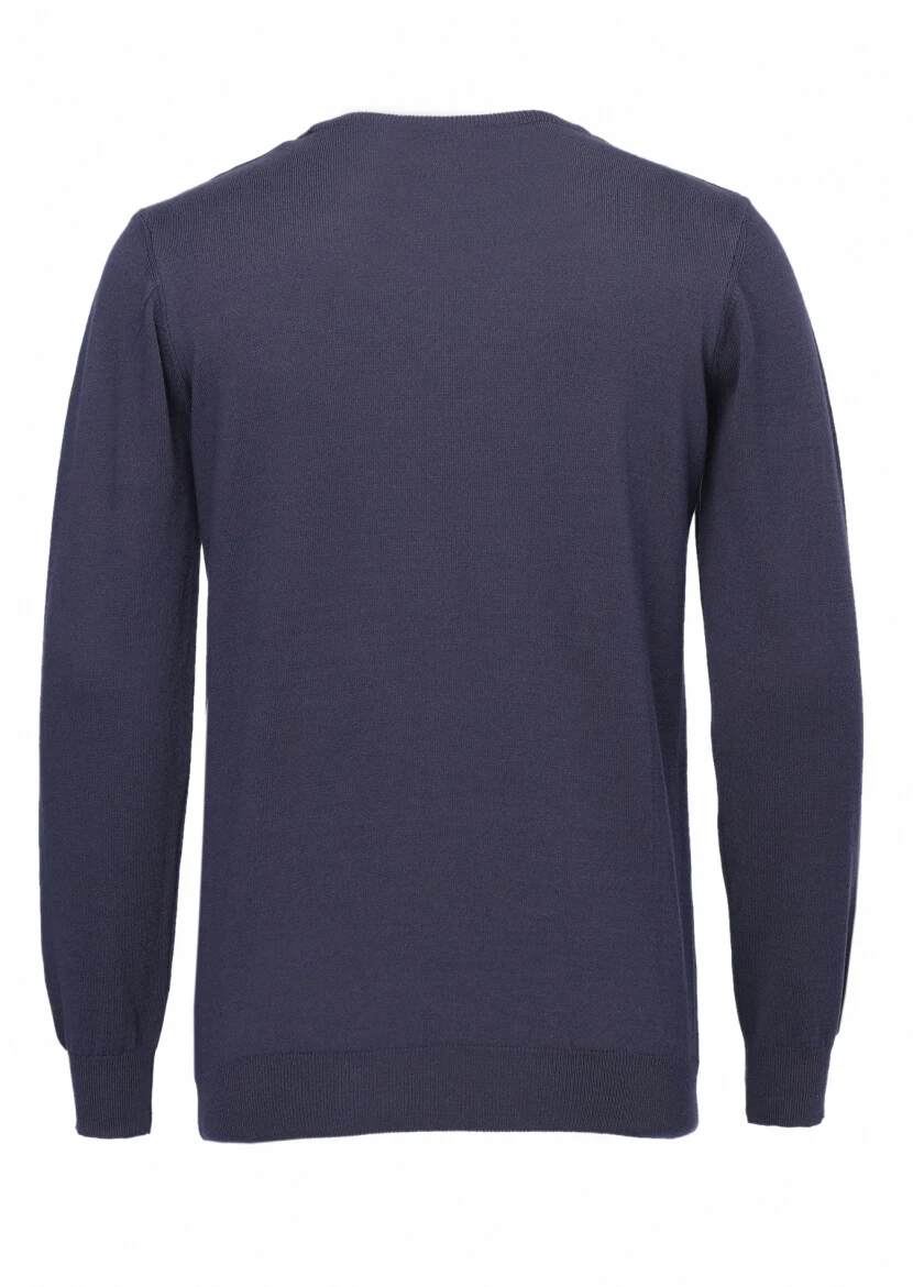 Navy Blue Knitwear Sweatshirt - 4
