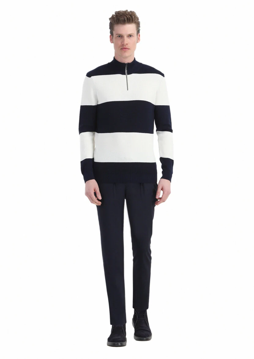 Navy Blue Knitwear Sweatshirt 