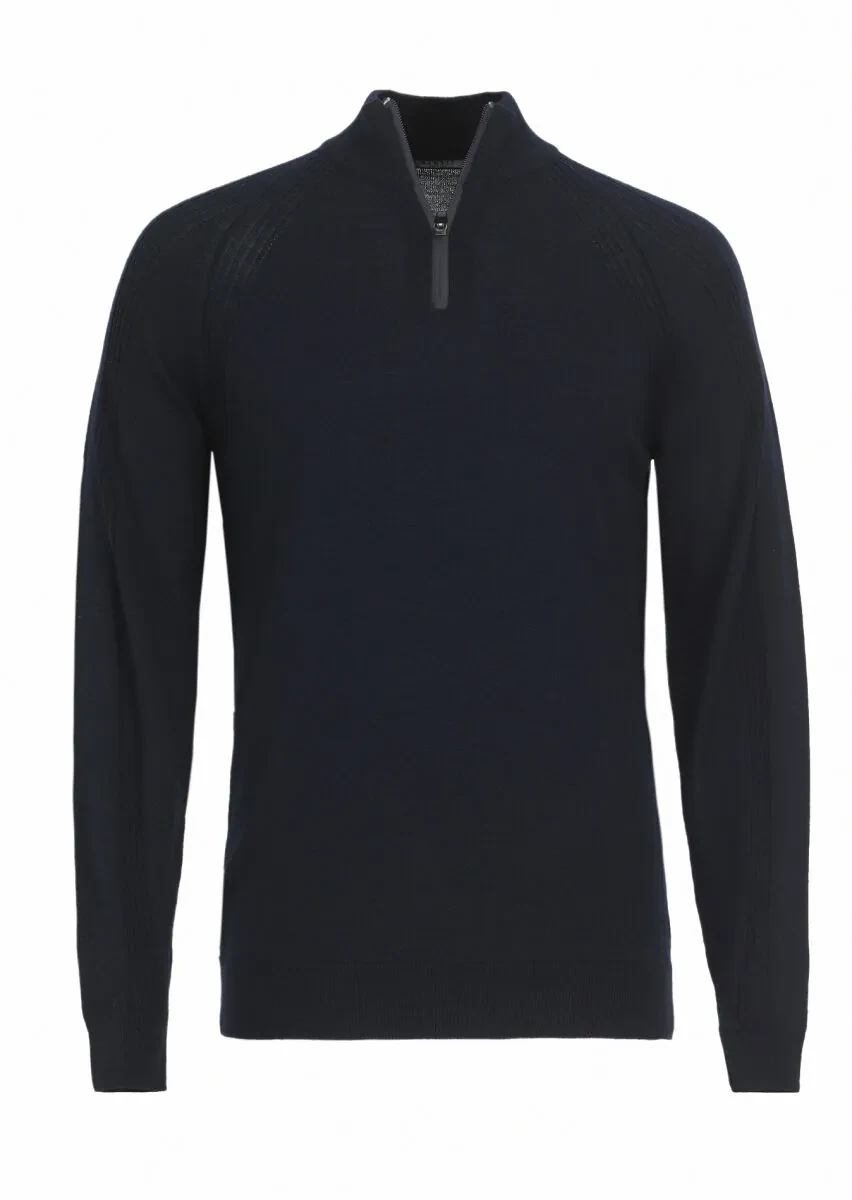 Navy Blue Knitwear Sweatshirt - 5