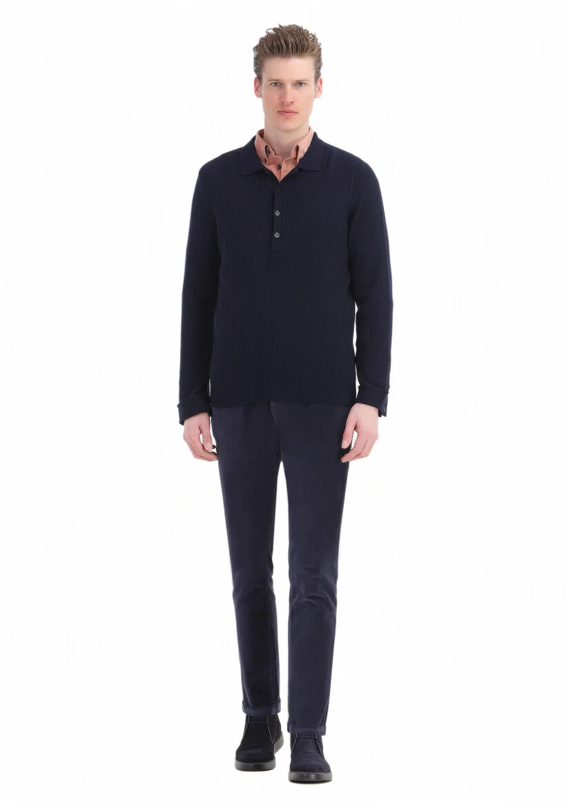 Navy Blue Knitwear Sweatshirt 