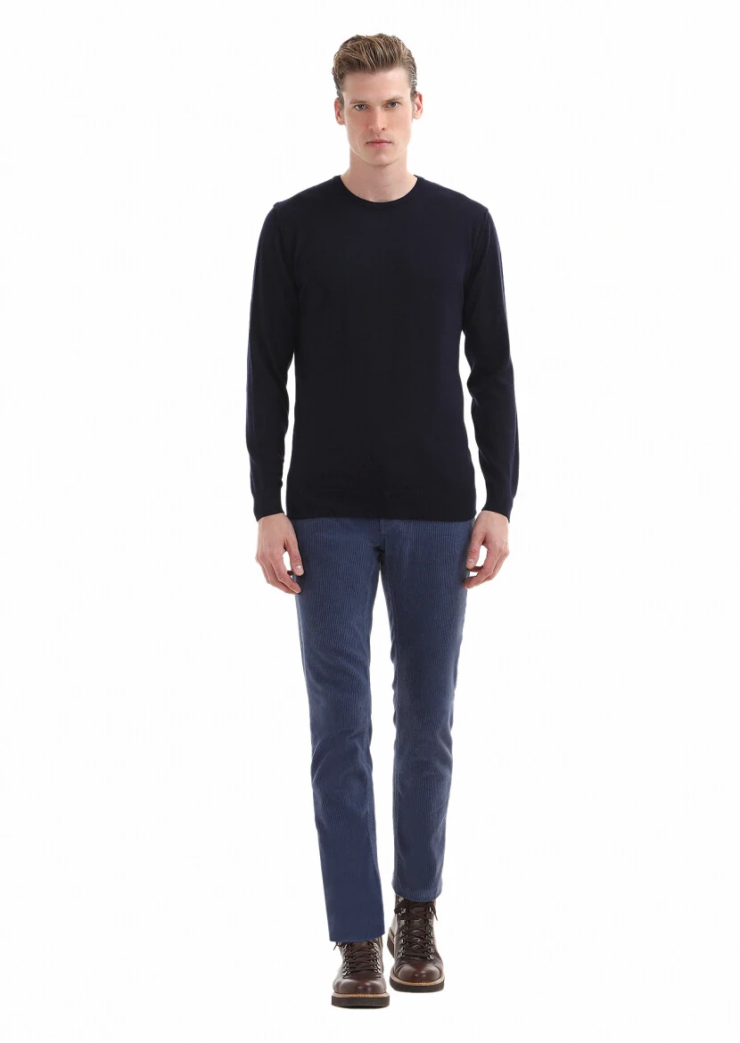Navy Blue Knitwear Sweatshirt - RAMSEY