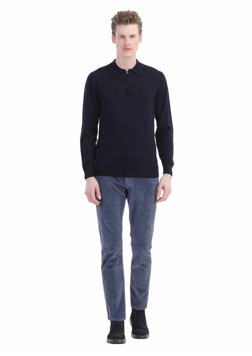 Navy Blue Knitwear Sweatshirt - RAMSEY