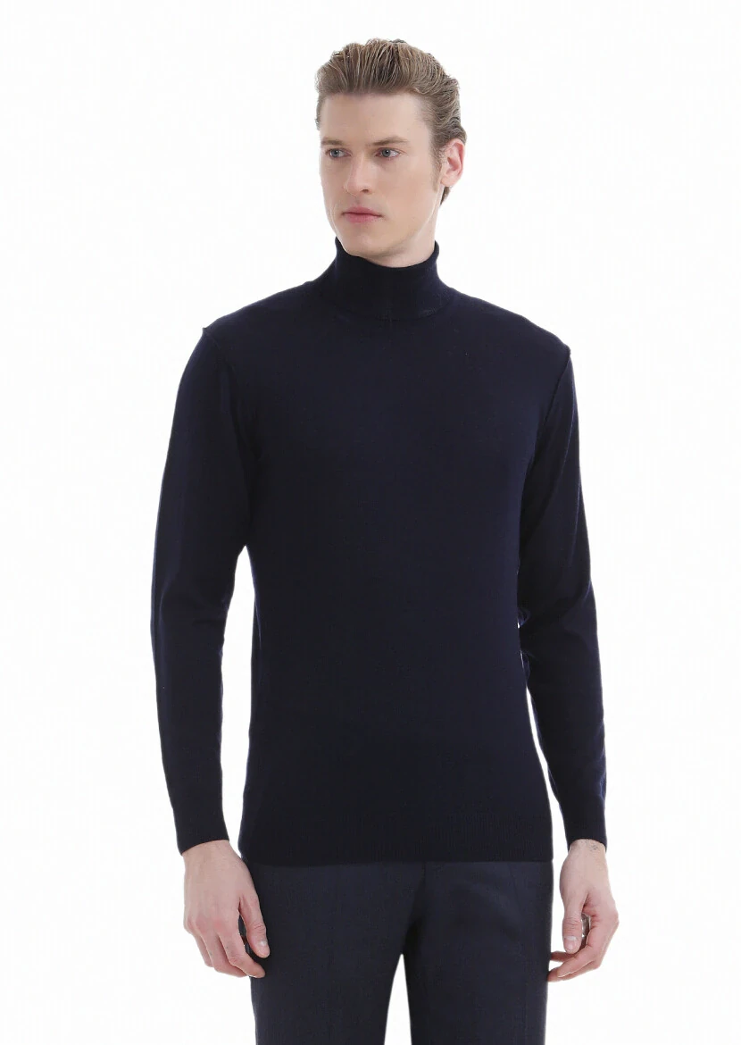 Navy Blue Knitwear Sweatshirt - RAMSEY
