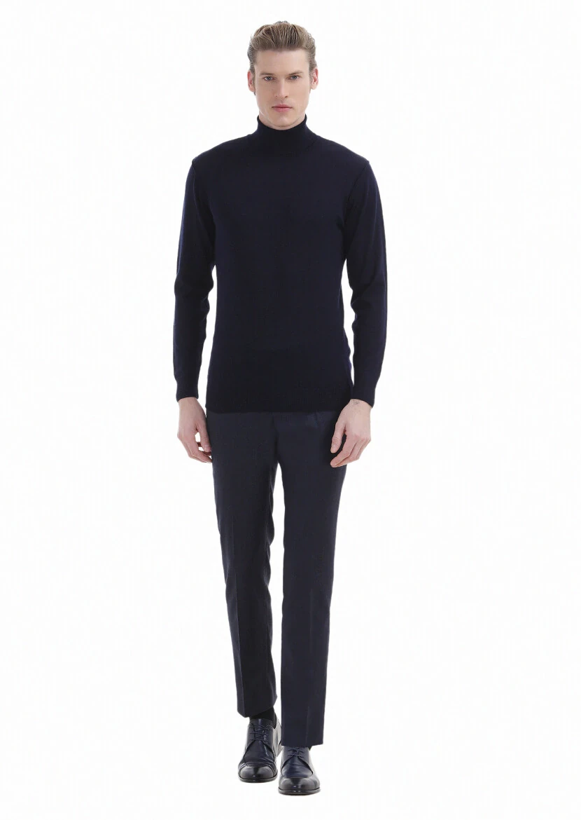 Navy Blue Knitwear Sweatshirt - RAMSEY