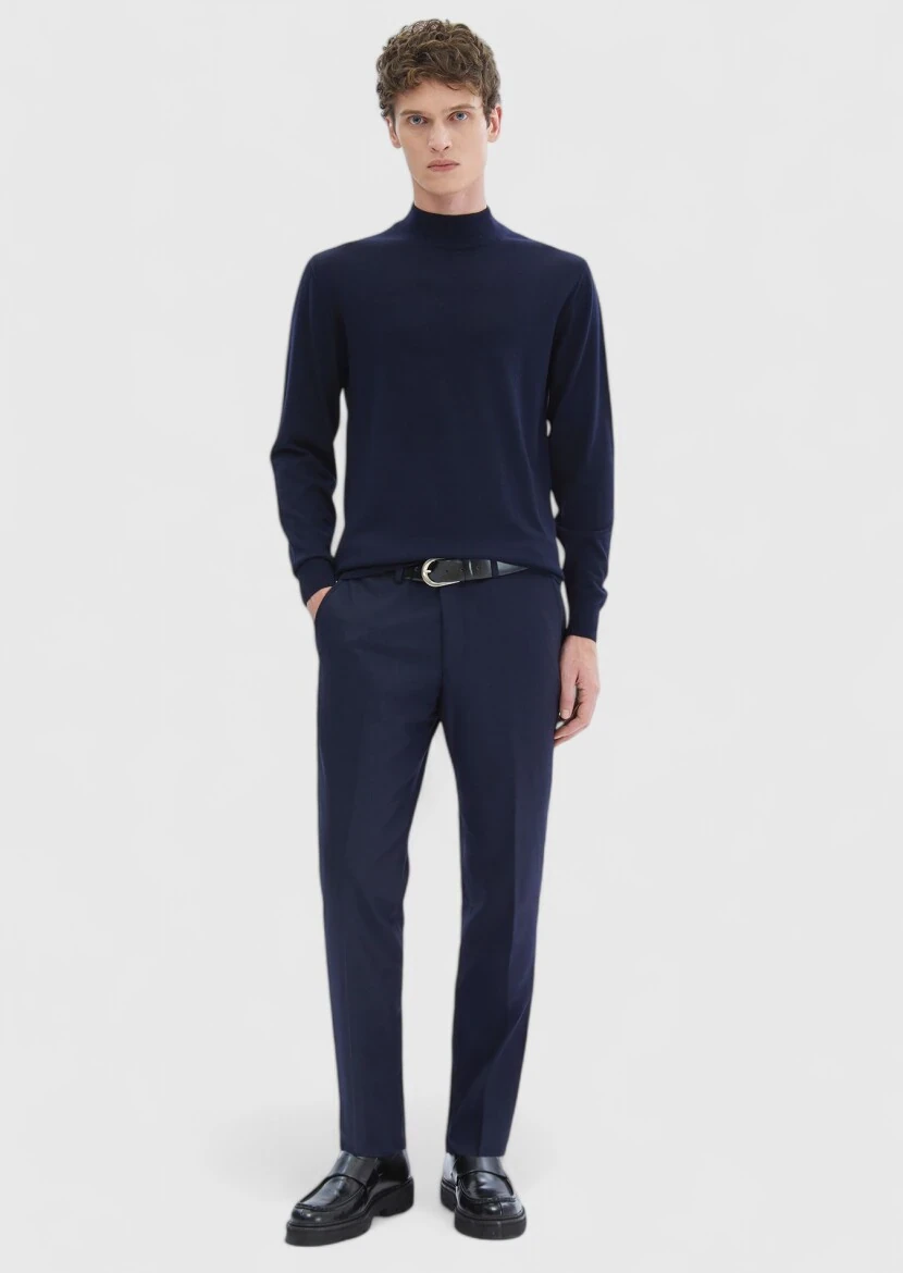 Navy Blue Knitwear Sweatshirt 