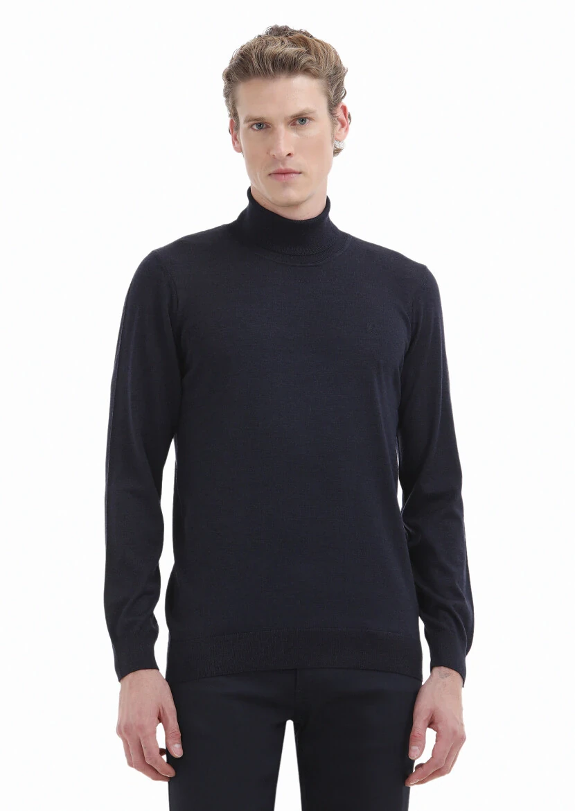 Navy Blue Knitwear Sweatshirt - RAMSEY
