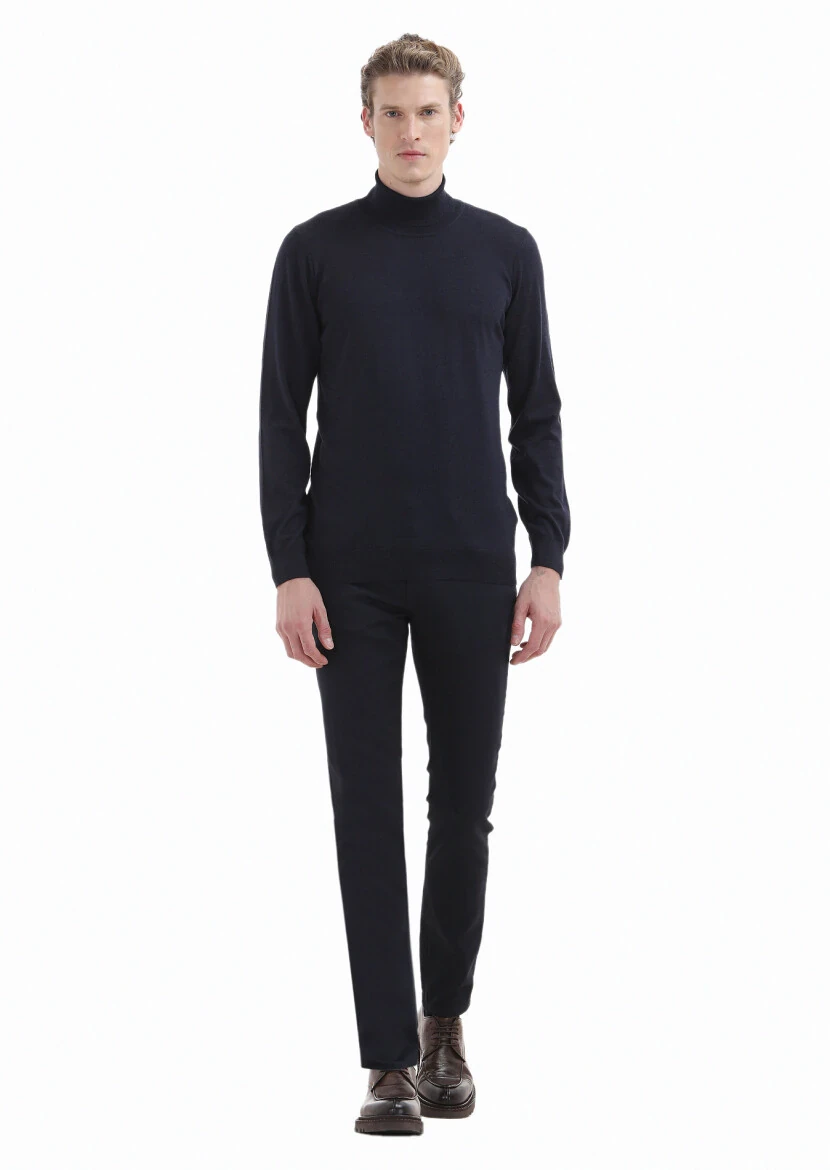 Navy Blue Knitwear Sweatshirt - RAMSEY