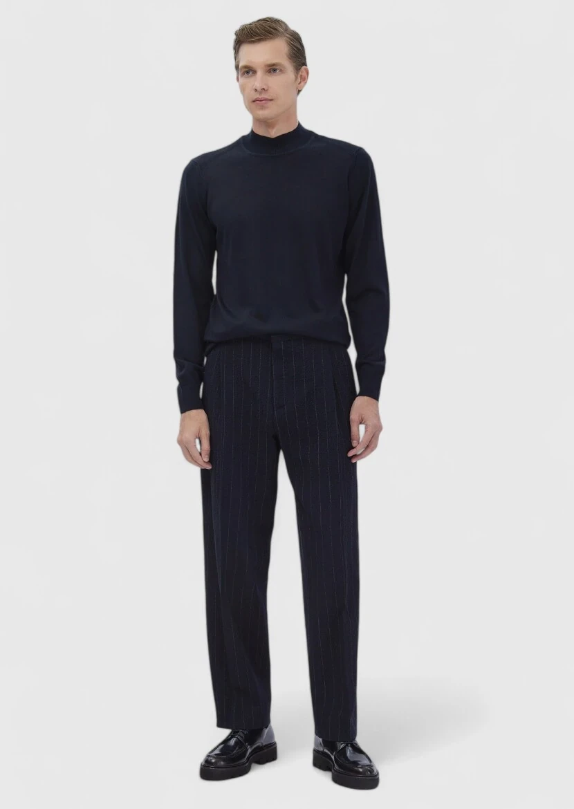 Navy Blue Knitwear Sweatshirt - RAMSEY