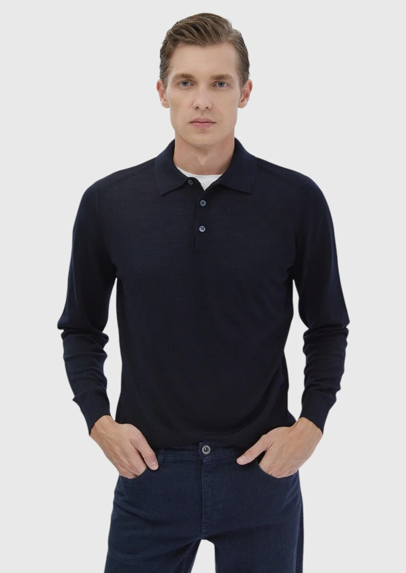 Navy Blue Knitwear Sweatshirt - RAMSEY