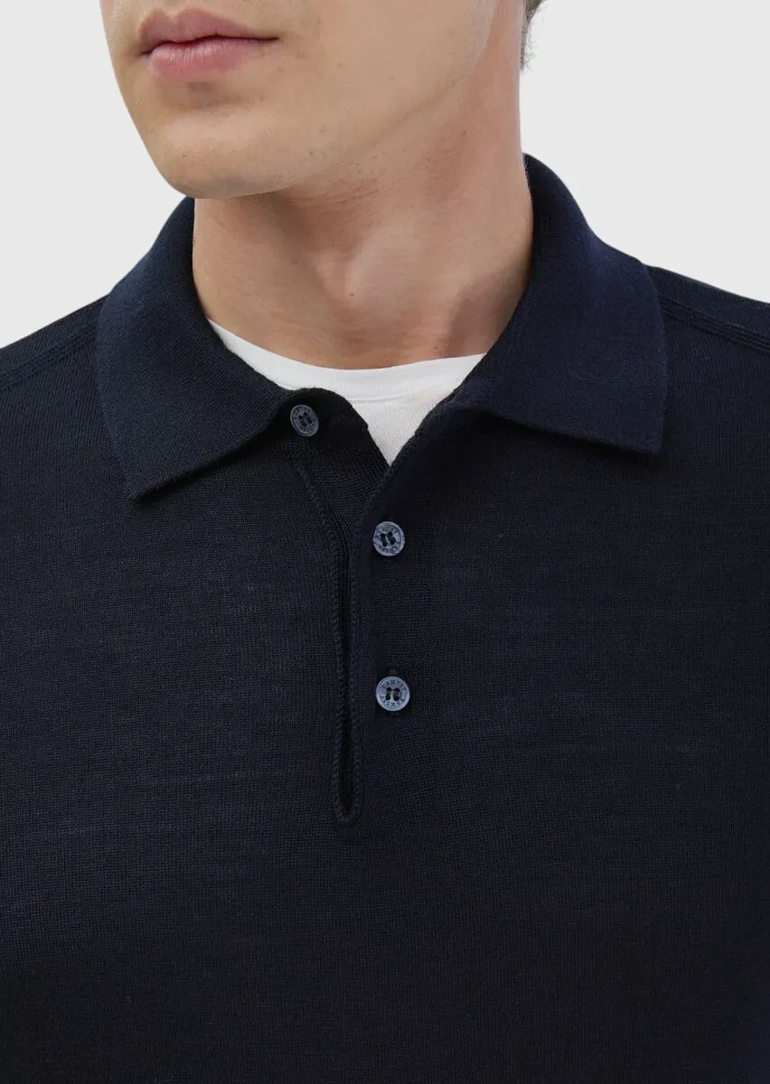 Navy Blue Knitwear Sweatshirt - 5