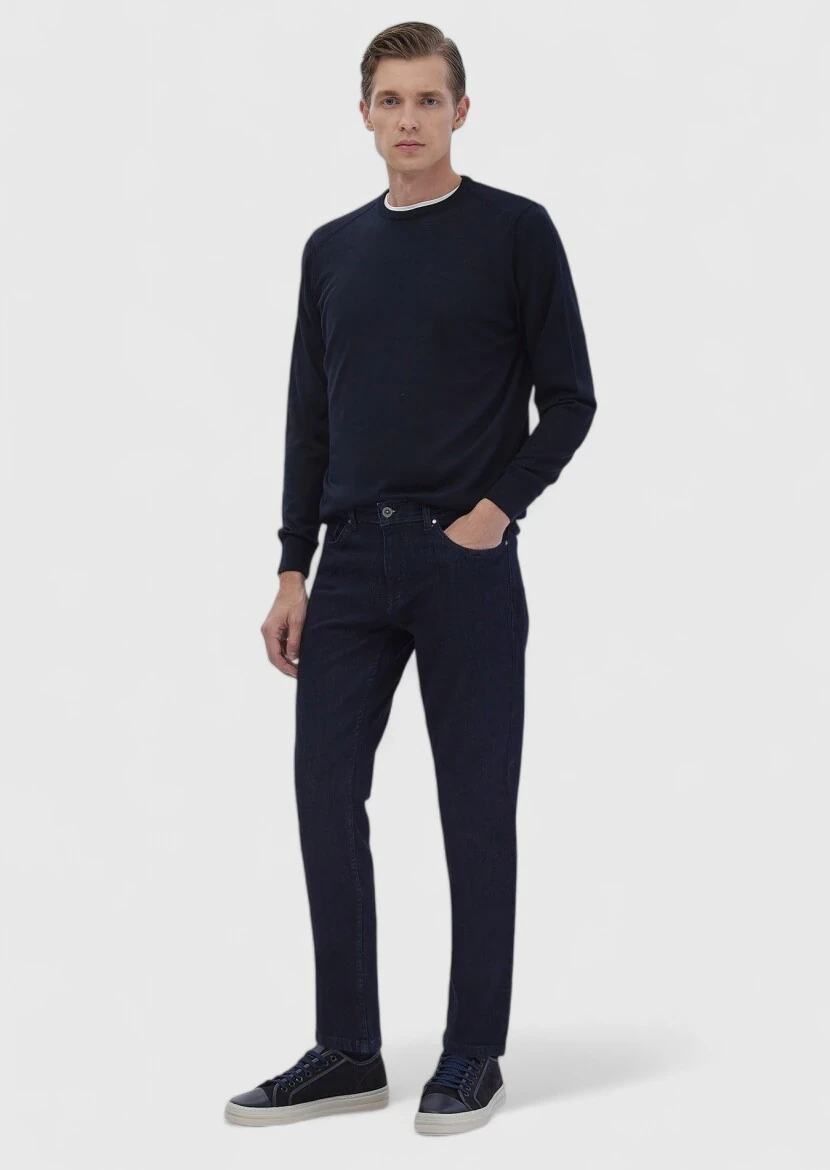 Navy Blue Knitwear Sweatshirt - RAMSEY