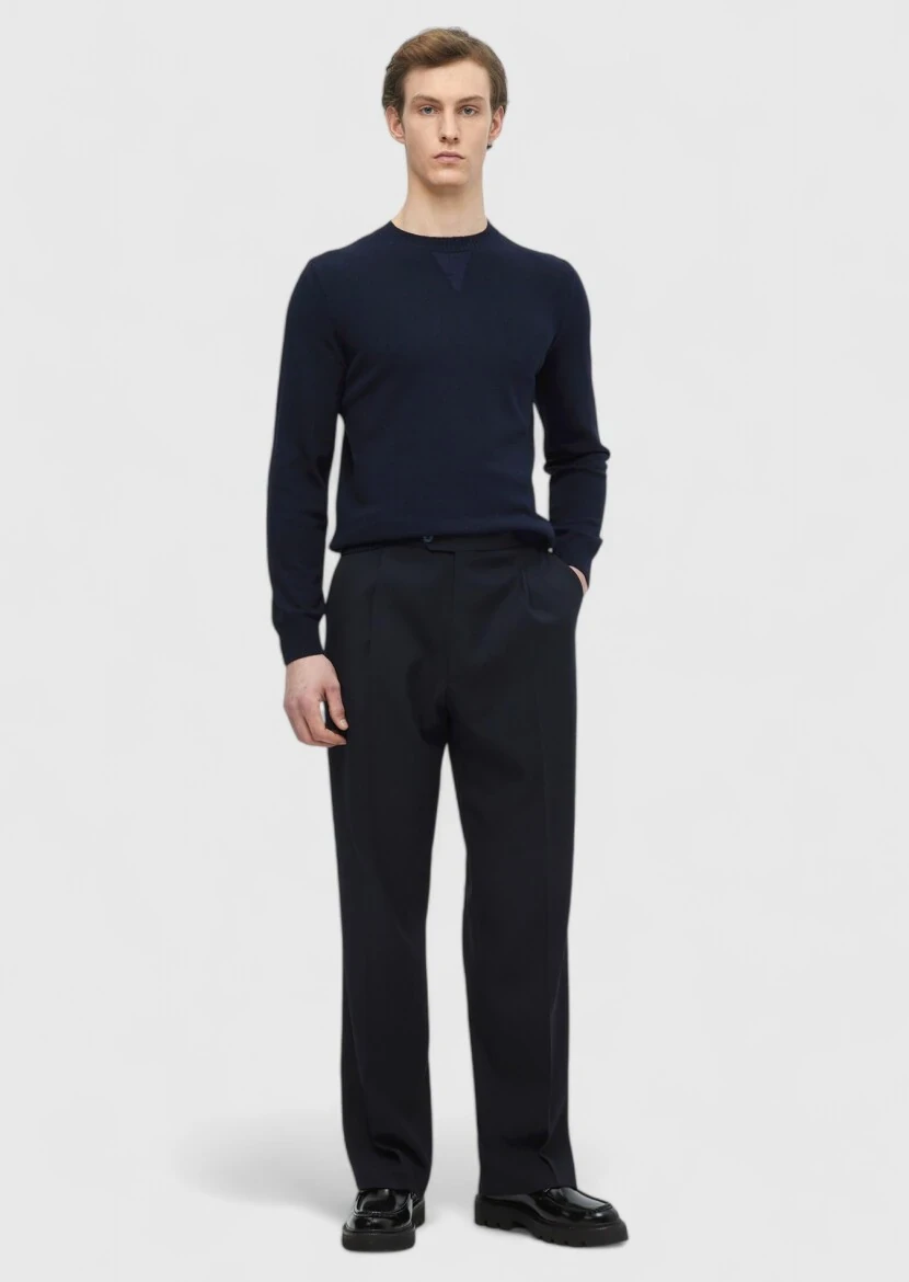 Navy Blue Knitwear Sweatshirt 