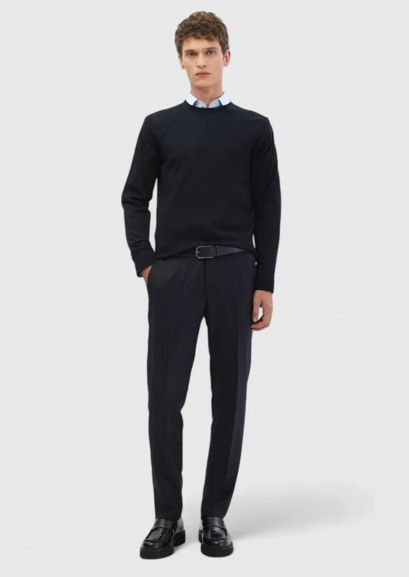 Navy Blue Knitwear Sweatshirt 