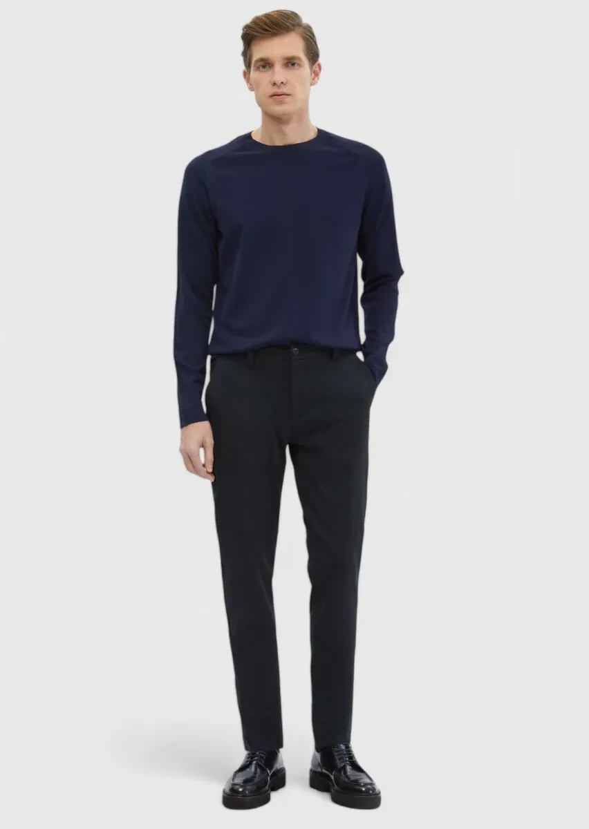 Navy Blue Knitwear Sweatshirt - 1