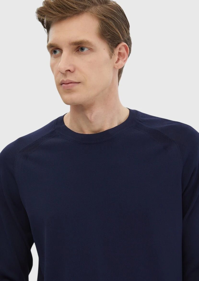 Navy Blue Knitwear Sweatshirt 