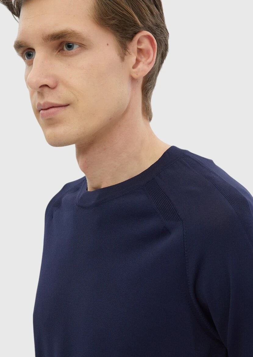 Navy Blue Knitwear Sweatshirt - 3