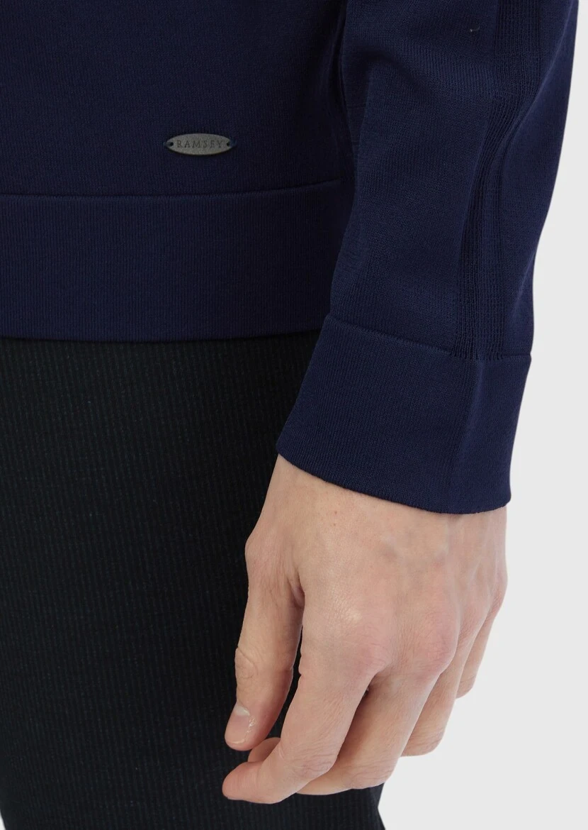 Navy Blue Knitwear Sweatshirt - 4