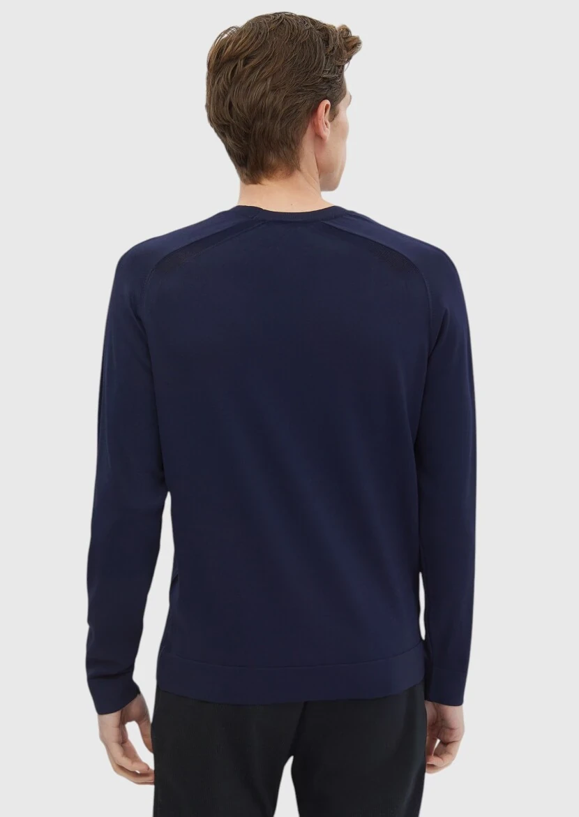 Navy Blue Knitwear Sweatshirt - 5