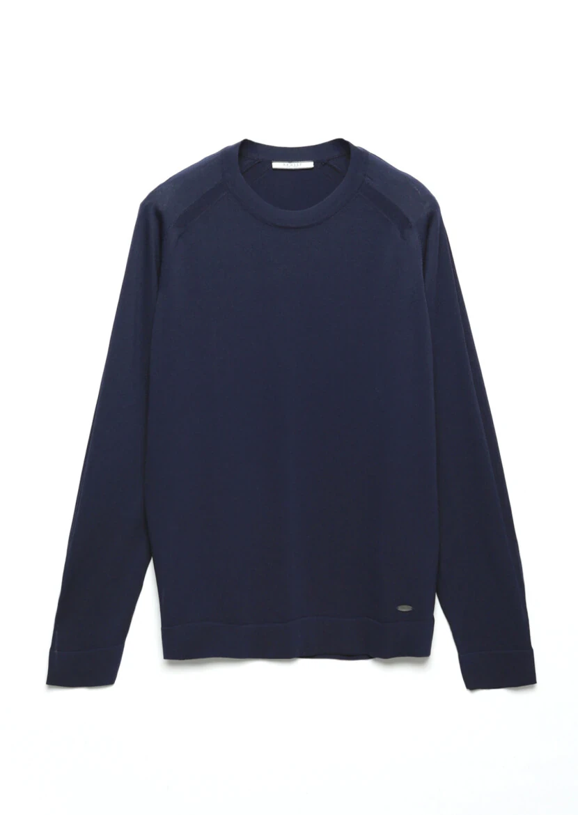 Navy Blue Knitwear Sweatshirt - 6